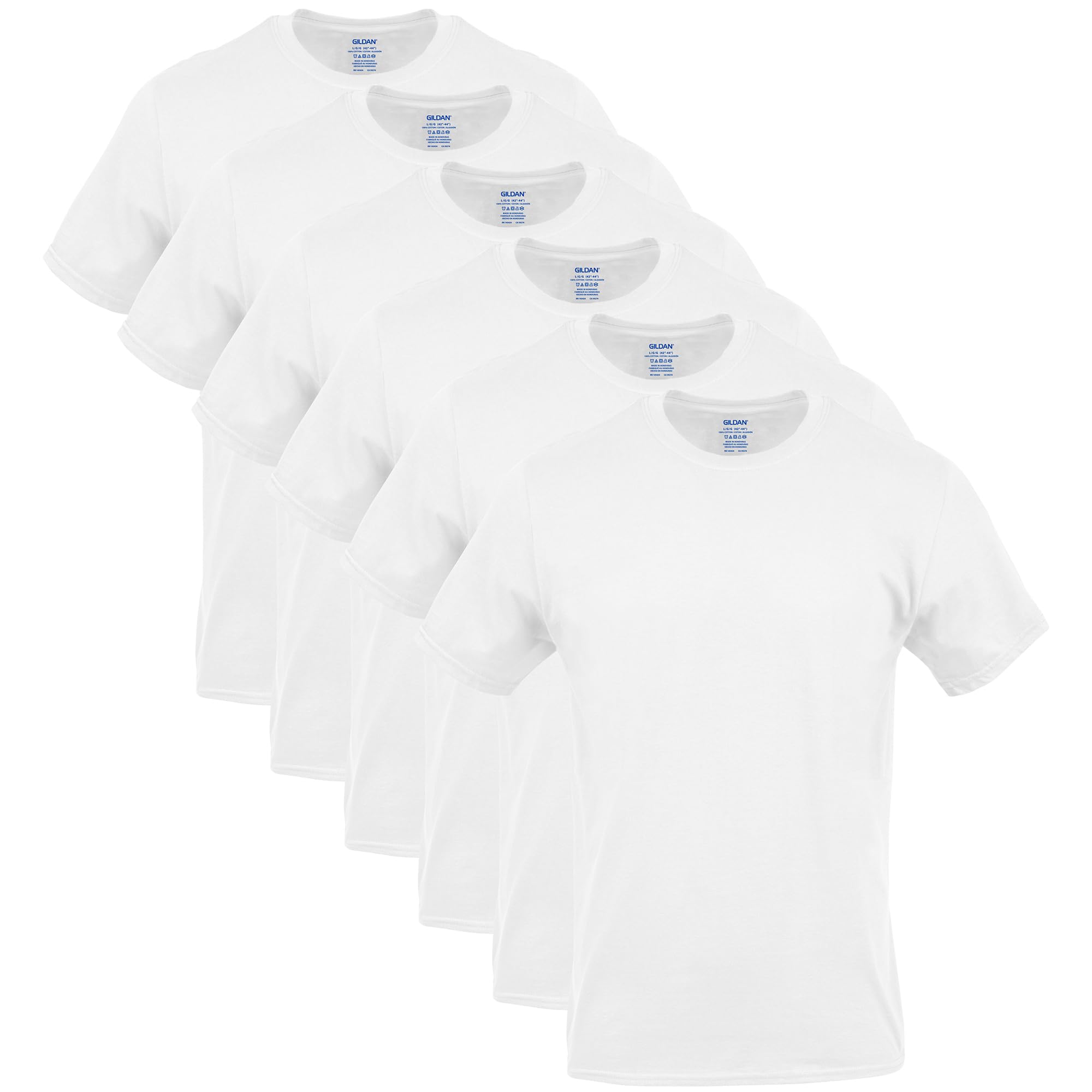 Gildan Mens Crew T-Shirts Multipack Style G1100 White Medium 6 Count (Pack of 1)