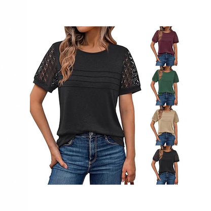 Hollow-Out Short Sleeve Loose Top