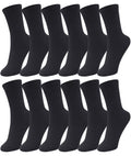 Duufin 12 Pairs Womens Crew Socks Mid Calf Socks Womens Black Crew Socks Size 5-9 Workout Socks Women Gym Socks Plain Black Socks Crew Lightweight Casual Socks
