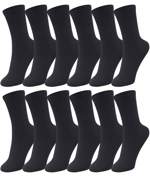 Duufin 12 Pairs Womens Crew Socks Mid Calf Socks Womens Black Crew Socks Size 5-9 Workout Socks Women Gym Socks Plain Black Socks Crew Lightweight Casual Socks