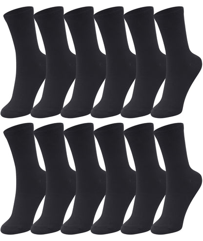 Duufin 12 Pairs Womens Crew Socks Mid Calf Socks Womens Black Crew Socks Size 5-9 Workout Socks Women Gym Socks Plain Black Socks Crew Lightweight Casual Socks